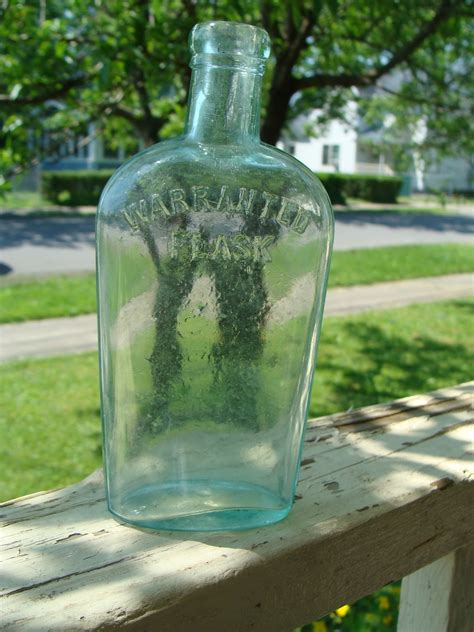 Warranted Flask Antique Bottle Turquoise Glass Bottle With Etsy