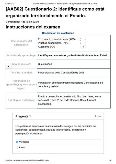 Examen AAB02 Cuestionario 2 Identifique como está organizado