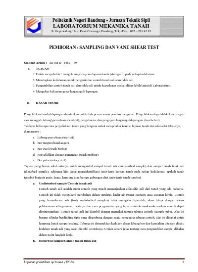 Politeknik Negeri Bandung Jurusan Teknik Sipil LABORATORIUM MEKANIKA