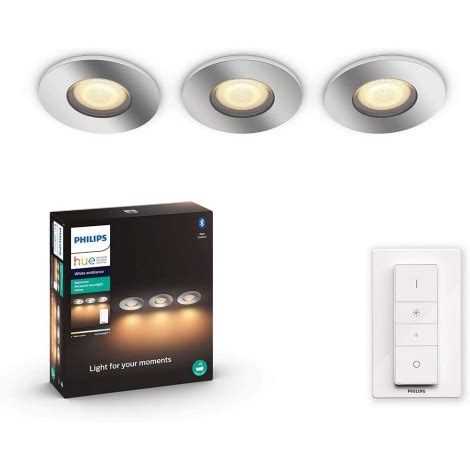 Philips SET 3x Plafoniere Da Bagno LED Dimmerabile HUE ADORE 3xGU10