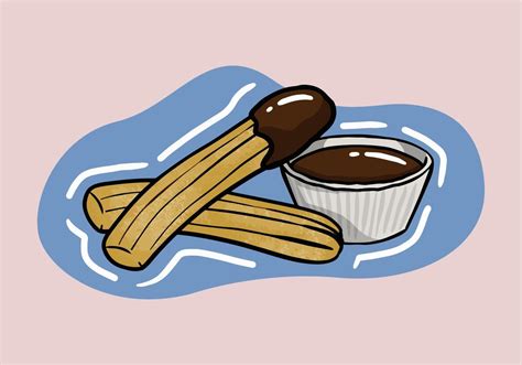 Hand Drawn Churros Illustration Of Traditional Spanish Sweet Dessert