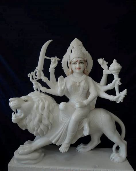 Multicolor Hindu Marble Durga Mata Statue For Worship Size