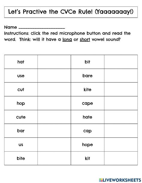 Cvce Practice Worksheet Live Worksheets