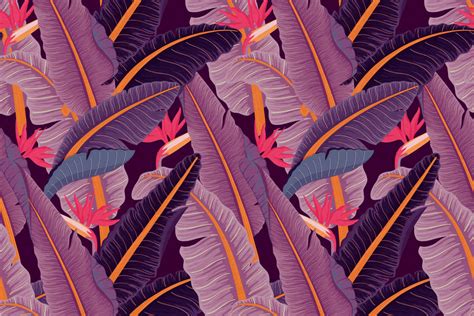 Purple Banana Leaf Pattern Wallpaper Mural Hovia Hovia