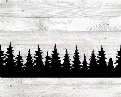 Art & Collectibles Drawing & Illustration Treeline Forest SVG Tree Line ...