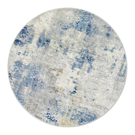 Lahome Modern Abstract Round Rug 5Ft Blue Kitchen Rugs Soft Bedroom