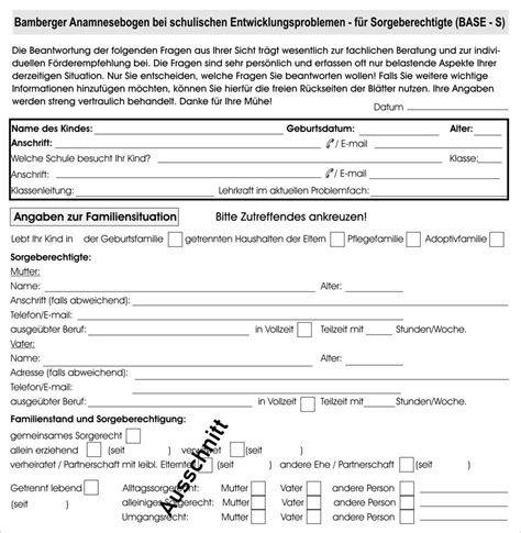 BASE S Anamnesegespräch mit Sorgeberechtigten Paepsy Verlag