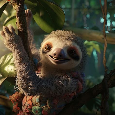 Premium Ai Image Closeup Of A Smiling Sloth Generative Ai