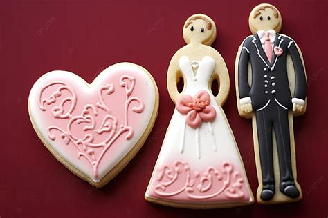 Cookies With A Couple And A Heart On Them Background Marriage Sweets