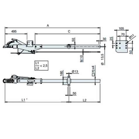 Timon droit carré freiné AL KO 3087 mm