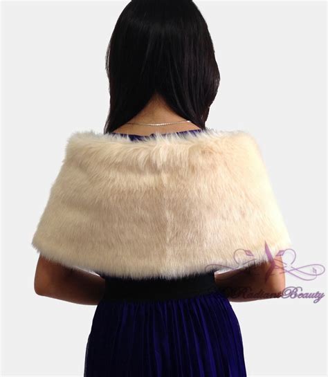 Faux Fur Wrap Bridal Shawl Champange Faux Fur Stole For Etsy