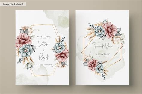 Wundersch Ne Vintage Hochzeitseinladung Mit Aquarell Blumenkranz