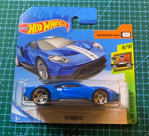 Hot Wheels 2017 Ford Gt Blue With White Stipes Hw Exotics Short Card Hard To Find Collector