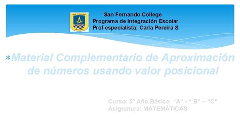 San Fernando College Programa De Integracin Escolar Prof