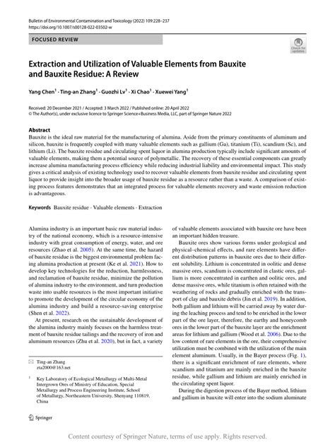 Extraction and Utilization of Valuable Elements from Bauxite and ...