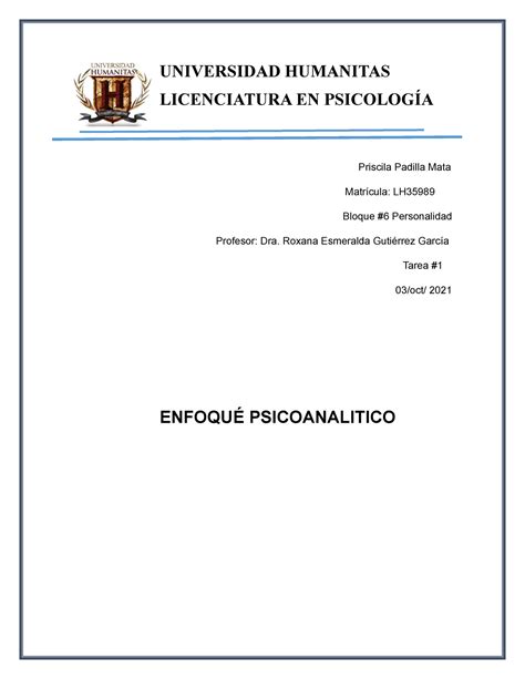 To Trimestre Formato De Tarea Universidad Humanitas Licenciatura