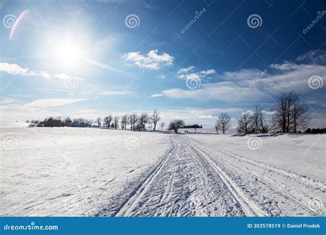 Landscape Scenery with Cross Country Skiing Way Stock Image - Image of january, landscape: 303578519