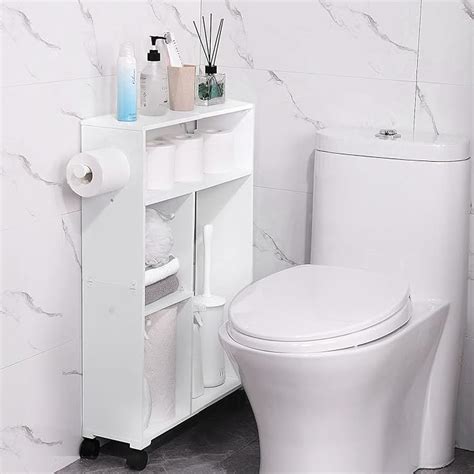 Buy Amazerbath Bamboo Small Bathroom Storage Cabinet Standing Toilet Paper Storage With Wheels