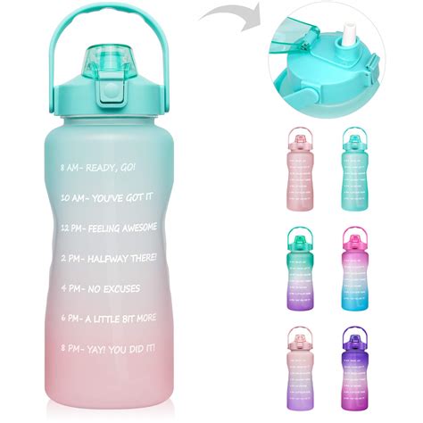 Buy Half Gallon Motivational Water Bottle With Straw Time Marker 64