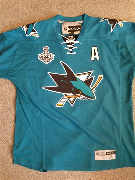 Joe Thornton Reebok Replica Jersey Xl Sewn On Kit Stanley Cup