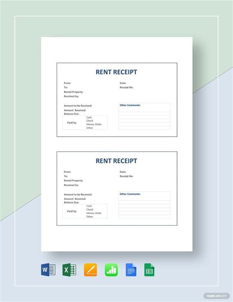 Rent Receipt Template For Excel Minga