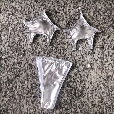 2020 New Hot Sale Swimwear Golden Sexy Super Micro Clear Strap Thong Halter Bikini Swimsuit