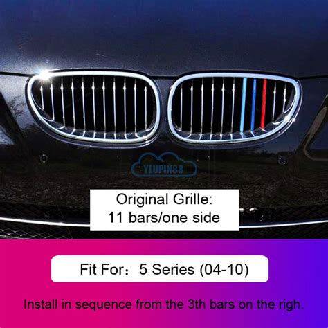 3pcs Bmw M Sport Sticker Car Kidney Grill Clip Cover 3 Color Front