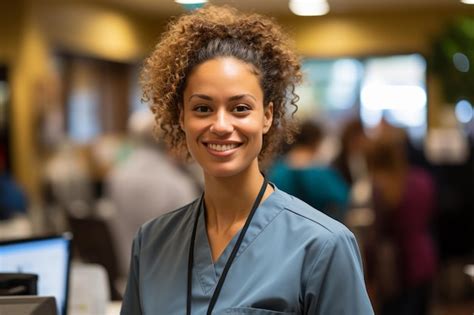 Premium Ai Image Portrait Of A Smiling Female Doctor Standing In