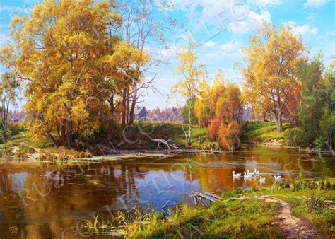 Сергей Басов: Живопись реки среди деревьев