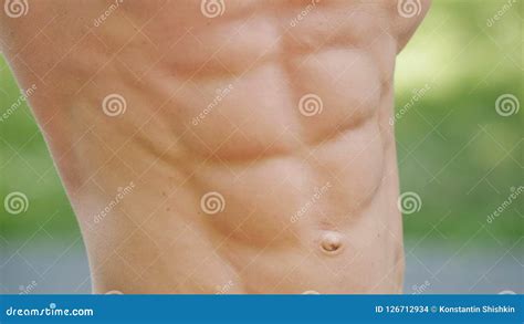 Naked Shirtless Fitness Man Muscular Abs Close Up Shot Stock Photo Image Of Chest