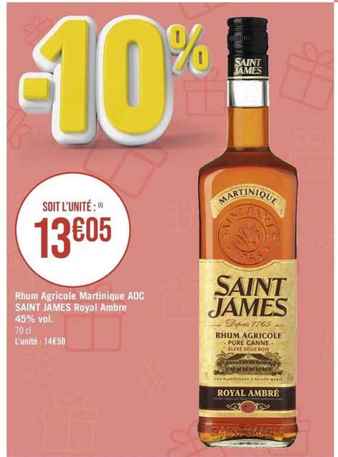 Promo Rhum Agricole Martinique Aoc Saint James Royal Ambre Vol Chez