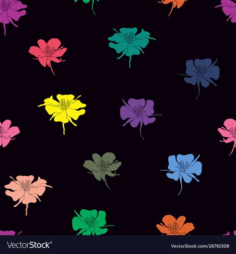 Colorful Doodle Flowers Seamless Background Vector Image