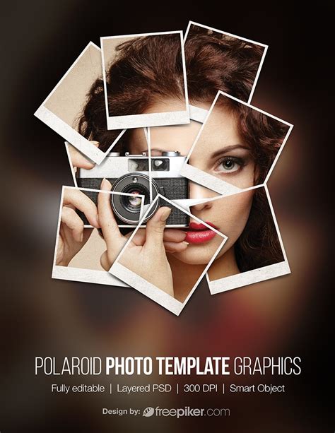 Freepiker | polaroid photoframe photo template film mockup graphics