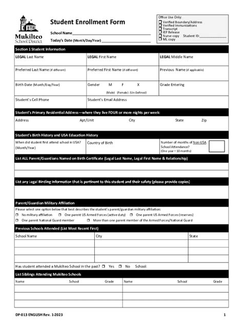 Fillable Online MSD Enrollment Form Rev 1 2023 Pub Fax Email Print