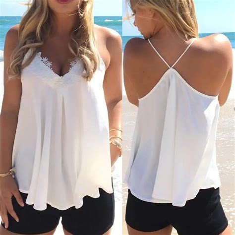 2018 Sexy Beach Women Summer Chiffon Vest Sleeveless Shirt Blouse Casual Tank Top Hot Sale Drop