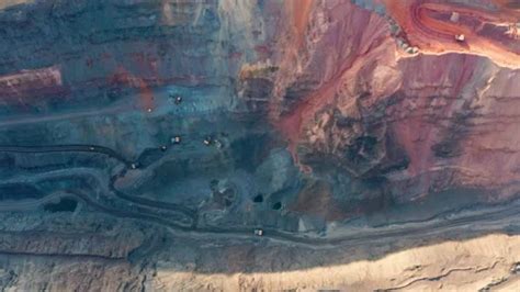 Aerial View Of An Open Pit Of Iron Ore Stock Video Pond