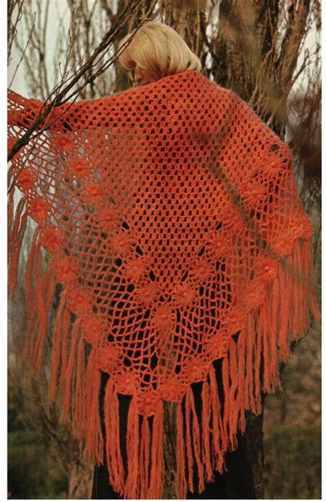 Crochet Shawl Pattern Vintage 70s Crochet Poncho Pattern Etsy