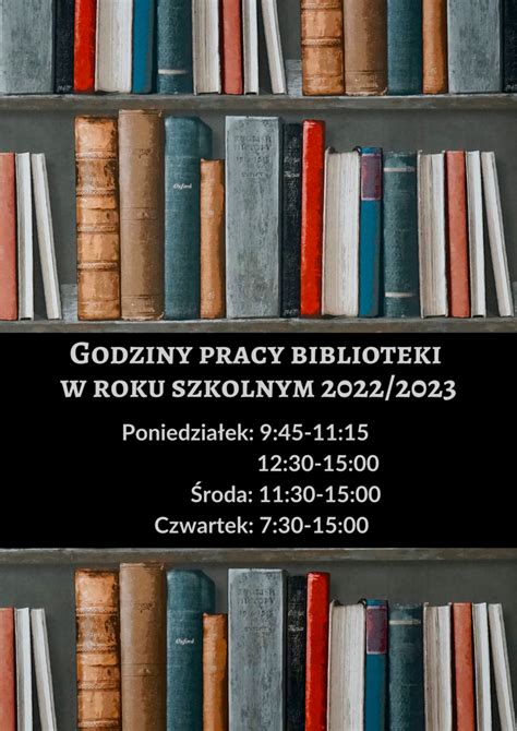 Zmiana godzin pracy biblioteki szkolnej Szkoła Podstawowa nr 8