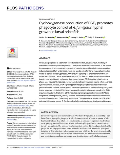 PDF Cyclooxygenase Production Of PGE 2 Promotes Phagocyte Control Of