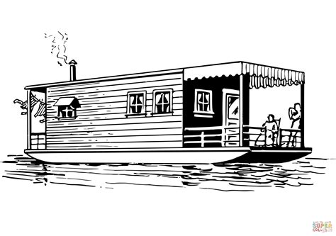 Vintage Houseboat coloring page | Free Printable Coloring Pages