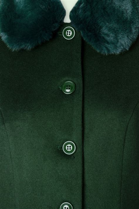 Vixen Erin Faux Fur Trim Coat In Green