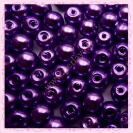 200 perles nacrées en verre violette 6mm Perlaya