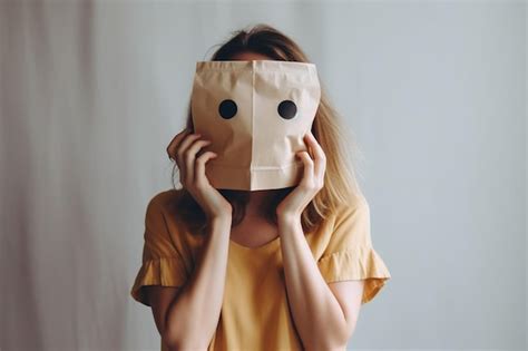 Mujer Que Cubre Su Rostro Con Una Cara Sonriente Emotico Foto Premium