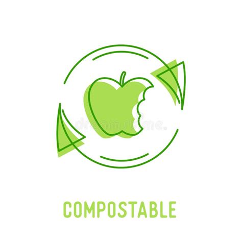 Compostable Waste Concept Organic Trash Food Compost Icon With Apple