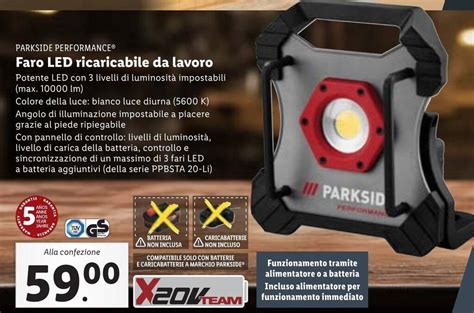 Offerta Parkside Performance Faro Led Ricaricabile Da Lavoro Nel