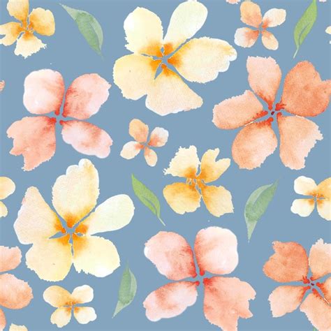 Premium Photo Watercolor Gentle Peach Flowers Seamless Pattern