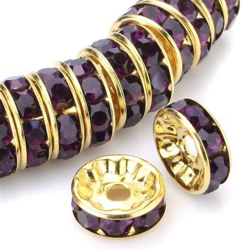 Amazon Rubyca Pcs Round Rondelle Spacer Bead Gold Tone Mm