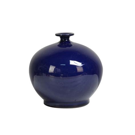 Vaso In Ceramica A Collo Stretto Blu Casamata