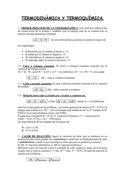 TermodináMICA Y TermoquíMICA 1 TERMODINÁMICA Y TERMOQUÍMICA 1