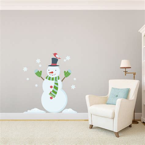 Christmas Snowman Wall Decal Cute Snowman Wall Sticker